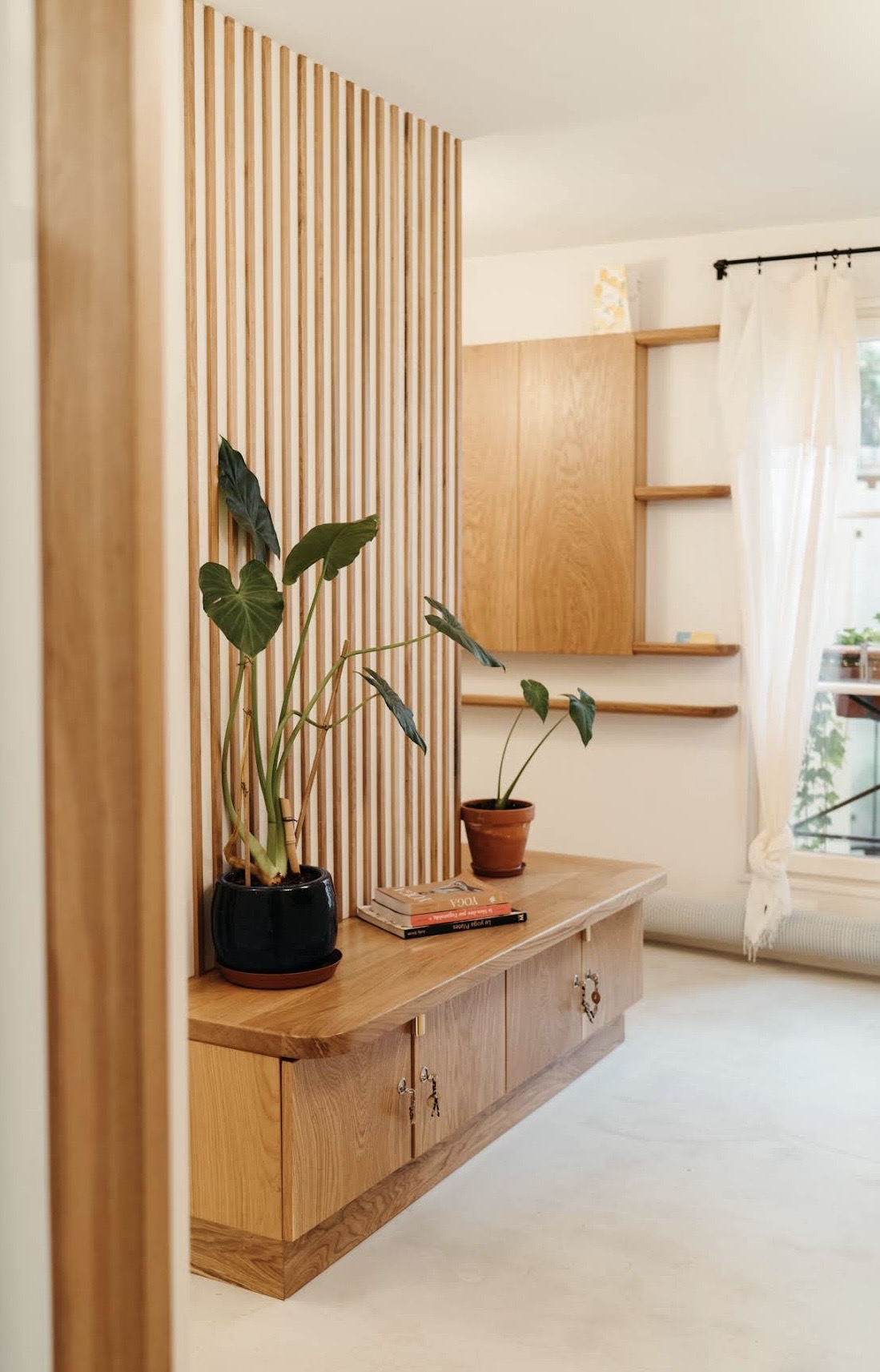 Warm wooden details and plants in the Paris practice